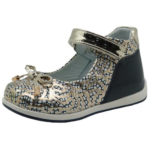 Nordstrom Other - Apakowa Bowtie Metallic Mary Jane Flats Arch Support Sz EU 21 US Toddler Size 5